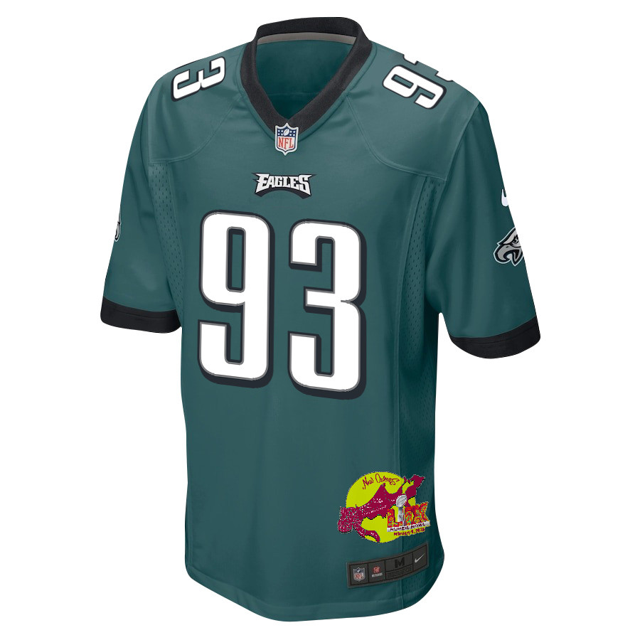 Milton Williams 93 Philadelphia Eagles Super Bowl LIX New Orleans Patch Game Midnight Green NFL Jersey Men's