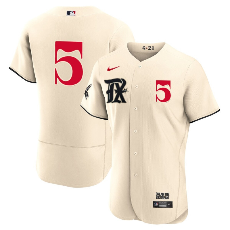 Corey Seager 5 Texas Rangers 2023 City Connect Flex Base Elite Cream MLB Jersey Men's