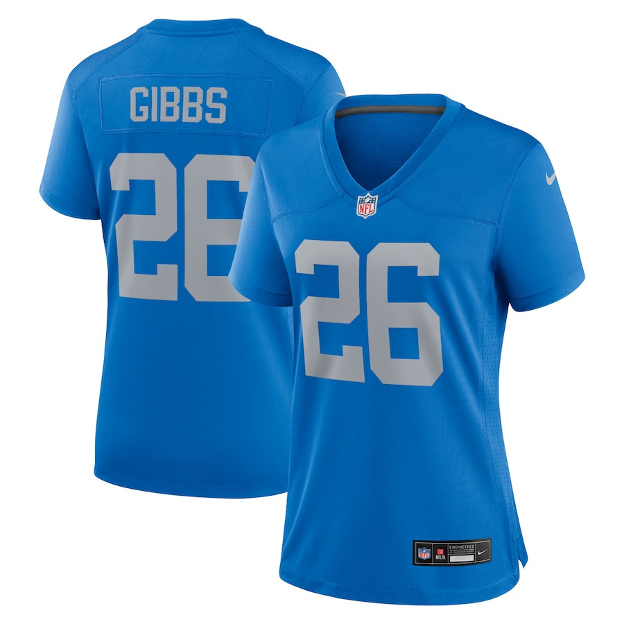 Jahmyr Gibbs 26 Detroit Lions Alternate Game Blue NFL Jersey Women's