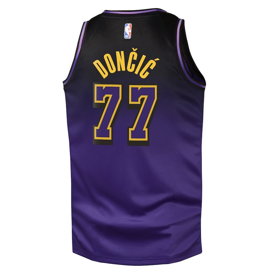 Luka Doncic 77 Los Angeles Lakers 2024/25 Swingman Player City Edition Purple NBA Jersey Youth