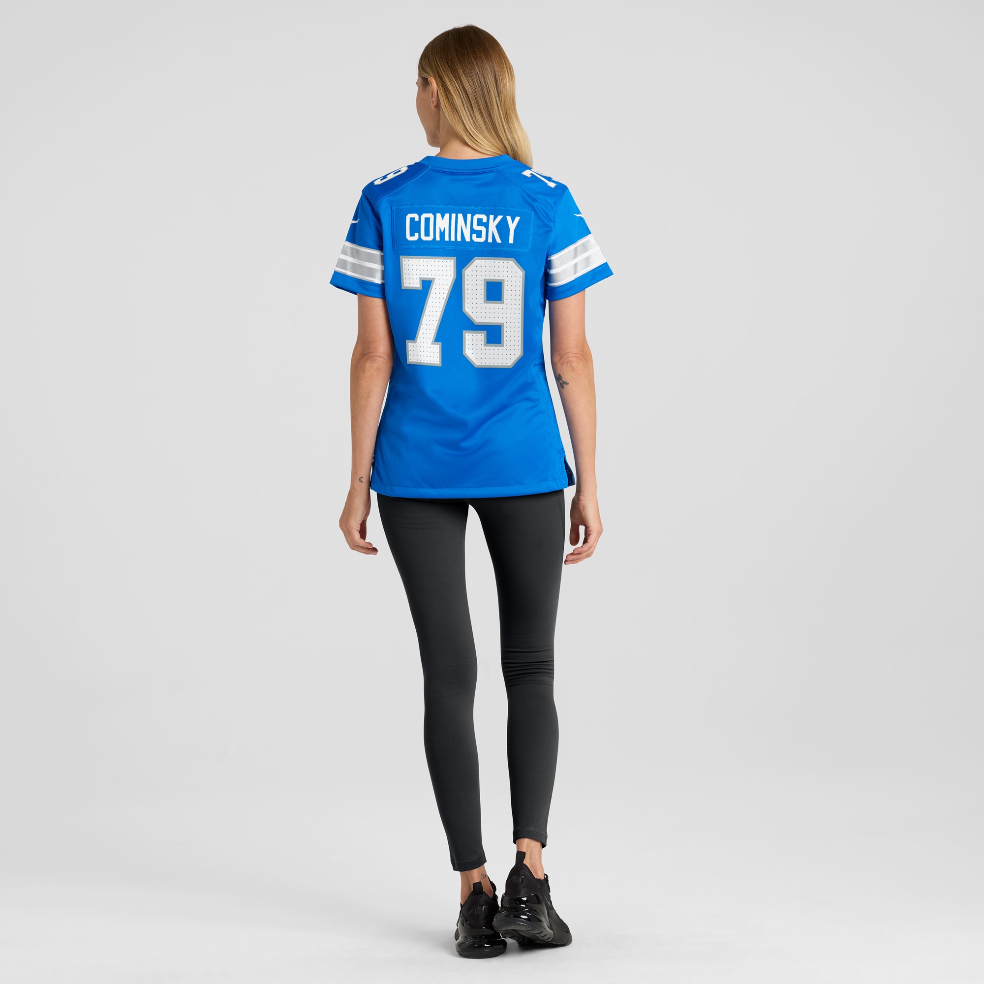 Detroit Lions John Cominsky Blue Team Game NFL Jersey Women's