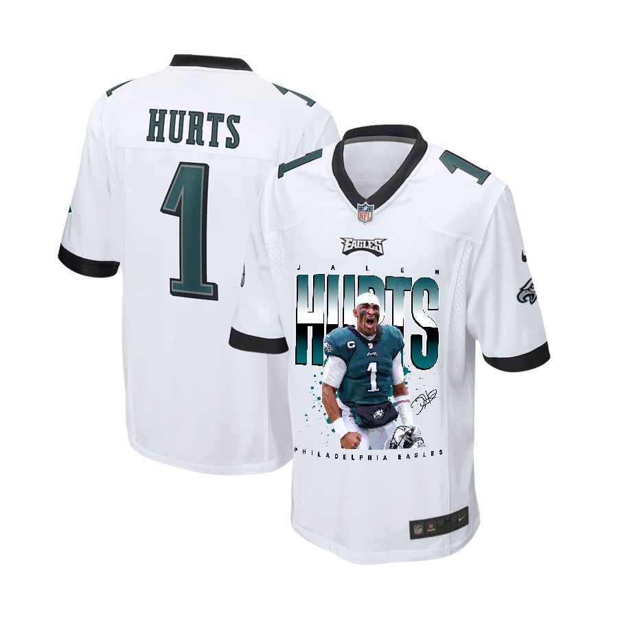 Jalen Hurts 1 Philadelphia Eagles Victory Game White NFL Jersey Youth