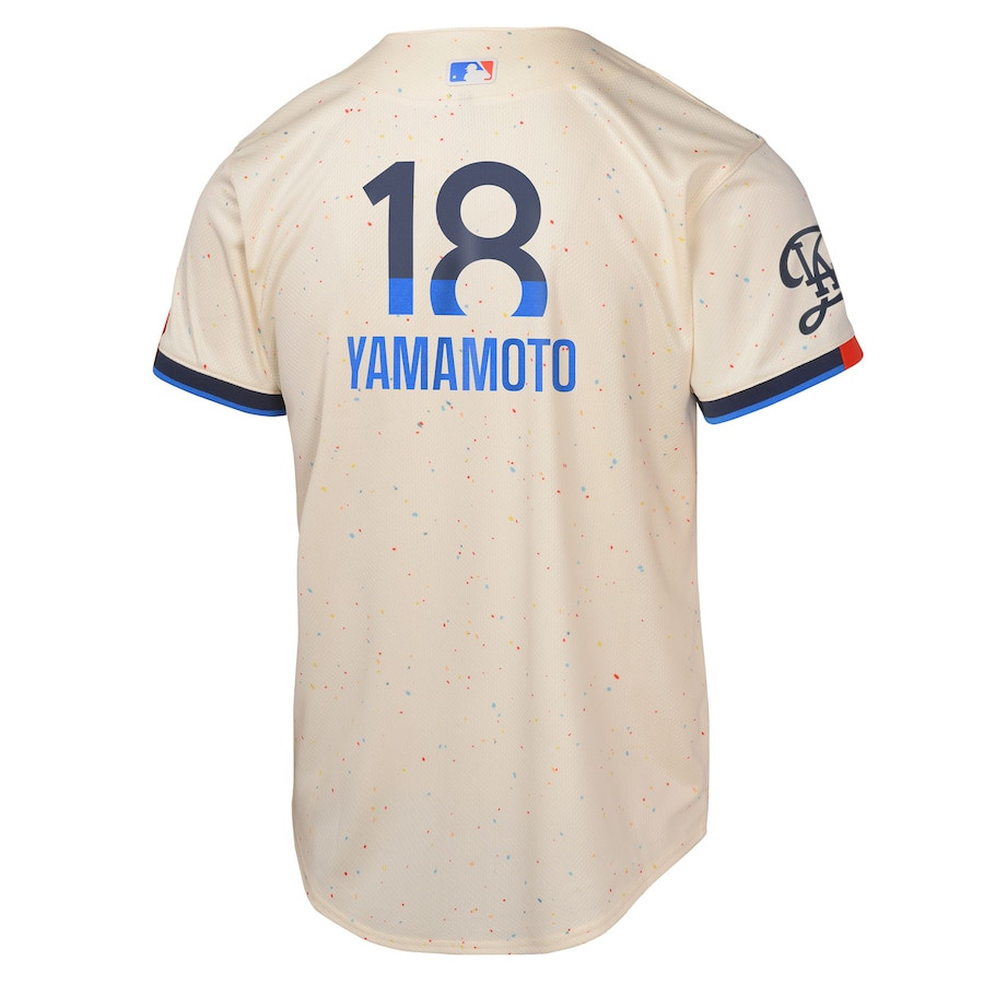 Yoshinobu Yamamoto 18 Los Angeles Dodgers 2024 City Connect Limited Cream MLB Jersey Youth