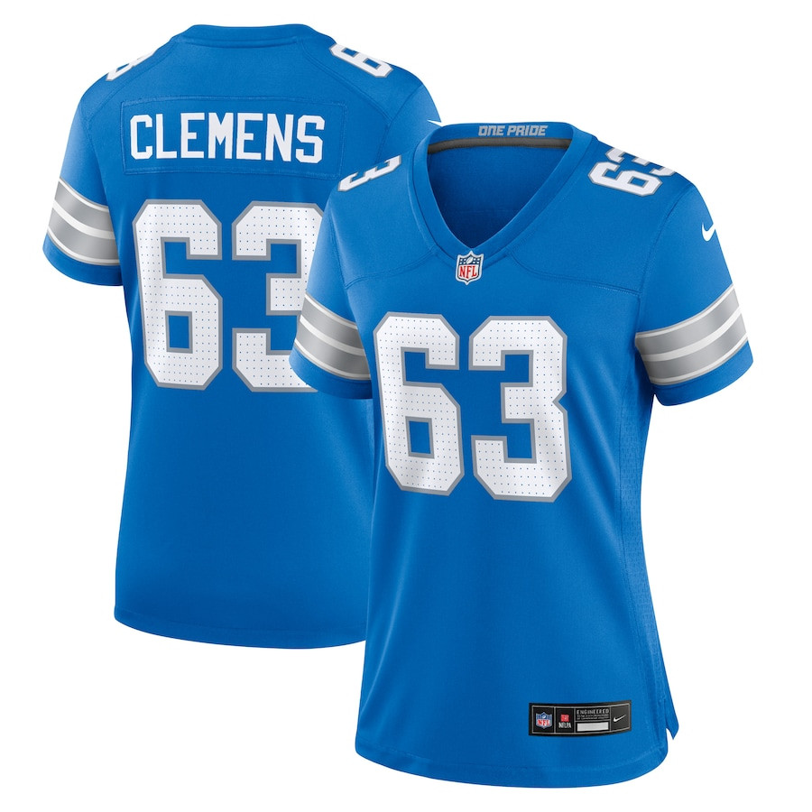 Duke Clemens 63 Detroit Lions Game Blue NFL Jersey Women's