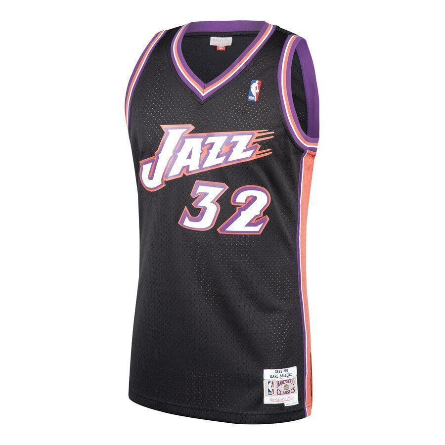 Karl Malone Utah Jazz Mitchell Ness 1998-99 Hardwood Classics Swingman Black NBA Jersey Men's