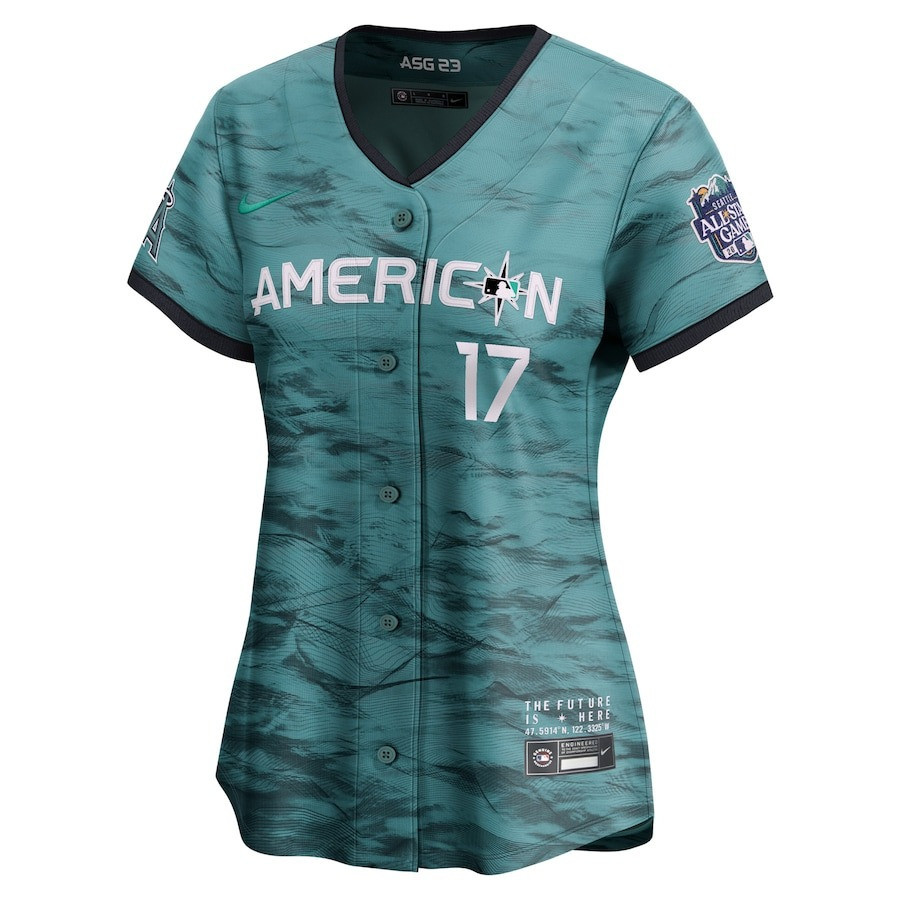 Shohei Ohtani 17 Los Angeles Angels Signed Number 2023 All Star Game Limited Player Teal MLB Jersey Women's
