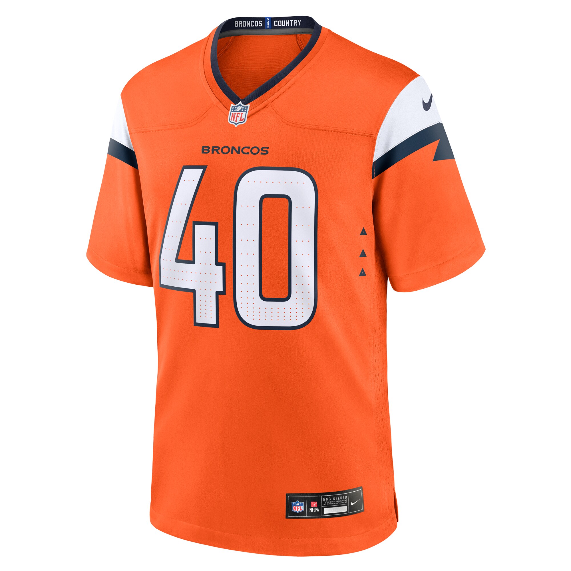 Denver Broncos Justin Strnad Orange Team Game NFL Jersey Men's