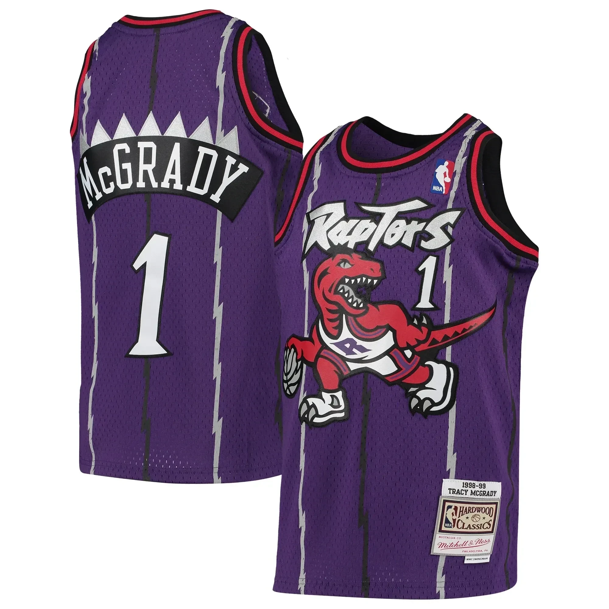 Tracy Mcgrady Toronto Raptors Mitchell&Nes 1998-99 Hardwood Classics Swingman Throwback Purple NBA Jersey Youth