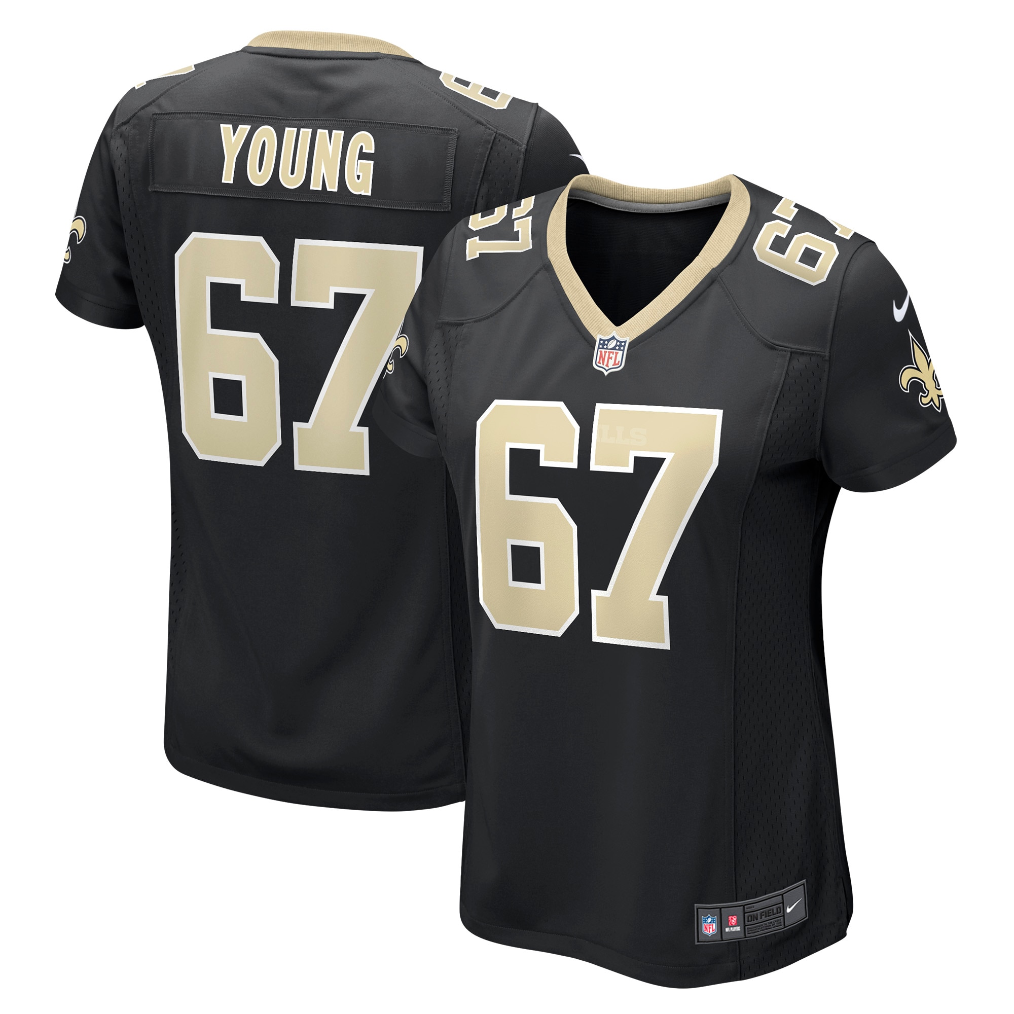 New Orleans Saints Landon Young Black Game NFL Jersey Women's