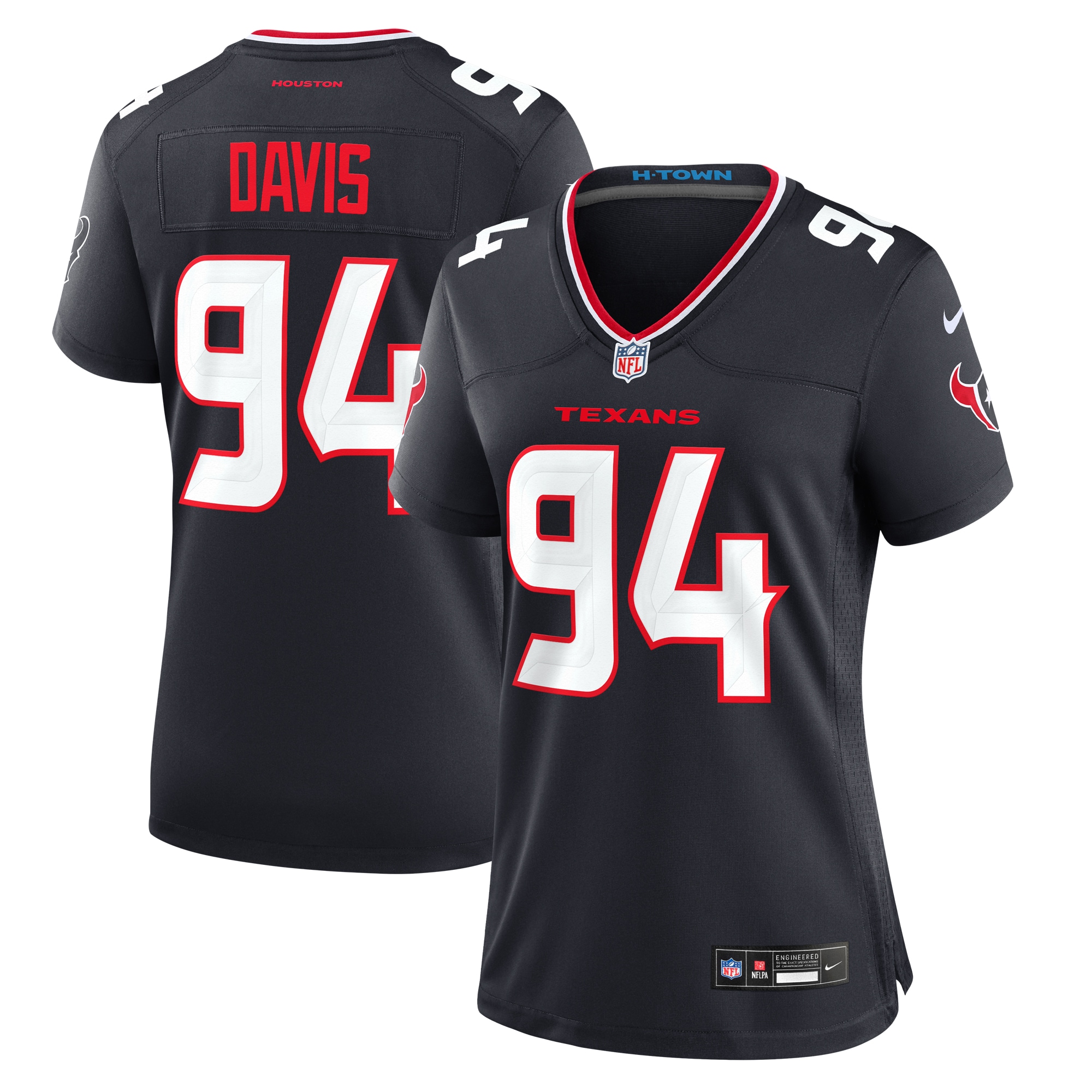 Houston Texans Khalil Davis Navy Team Game NFL Jersey Women's