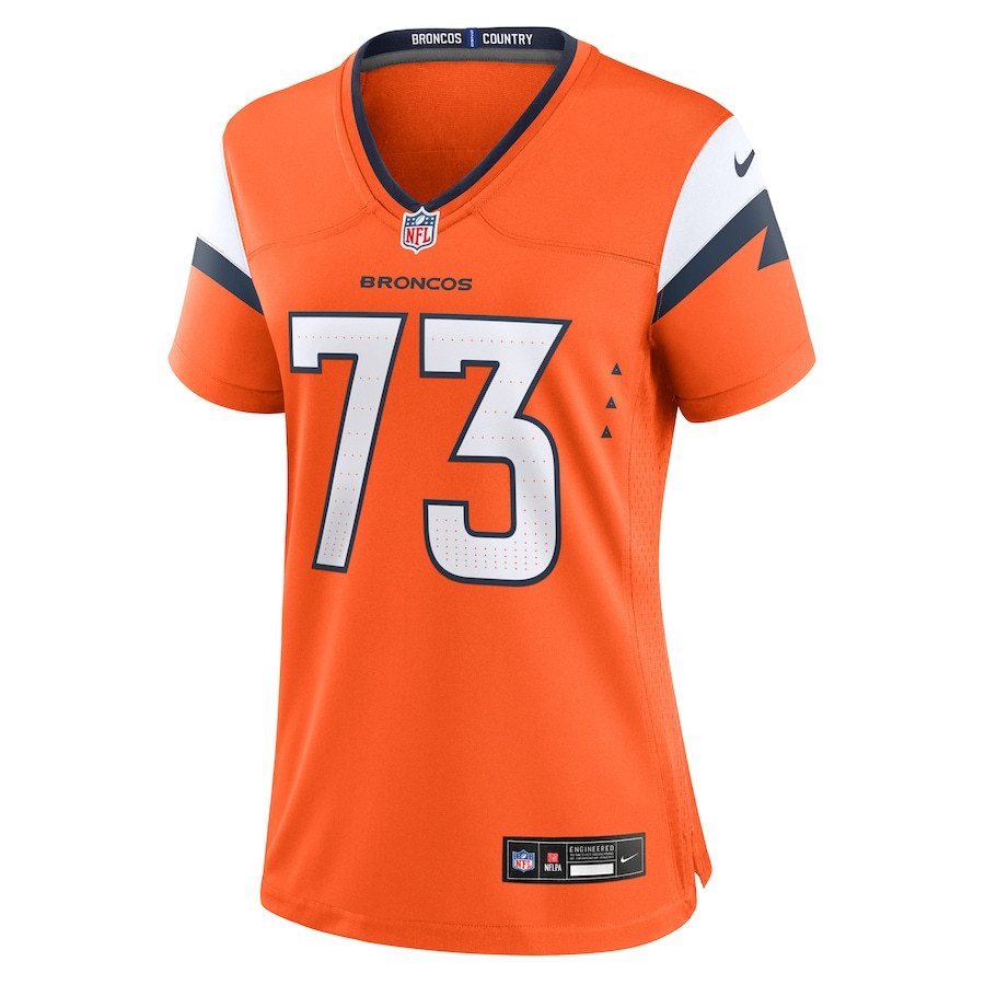Frank Crum 73 Denver Broncos Team Game Orange NFL Jersey Women's