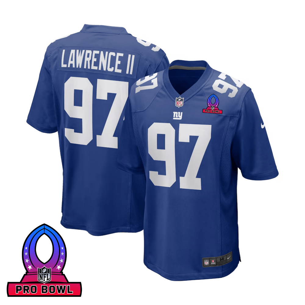 Dexter Lawrence II 97 New York Giants 2025 Pro Bowl Patch Game Royal NFL Jersey Men's