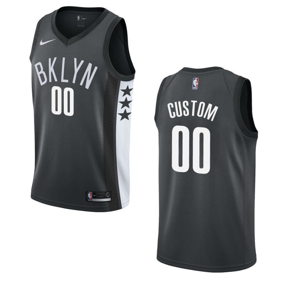 Brooklyn Nets 00 Custom Statement Swingman Black NBA Jersey Men's