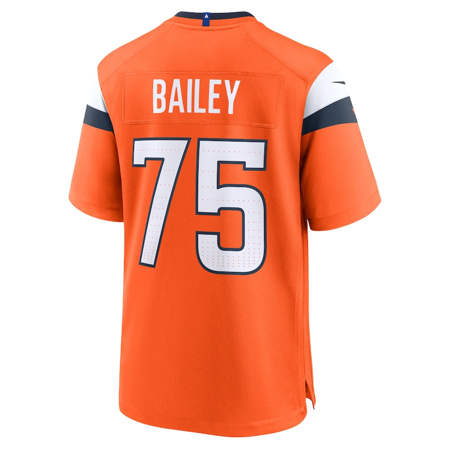 Quinn Bailey 75 Denver Broncos Team Game Orange NFL Jersey Men's