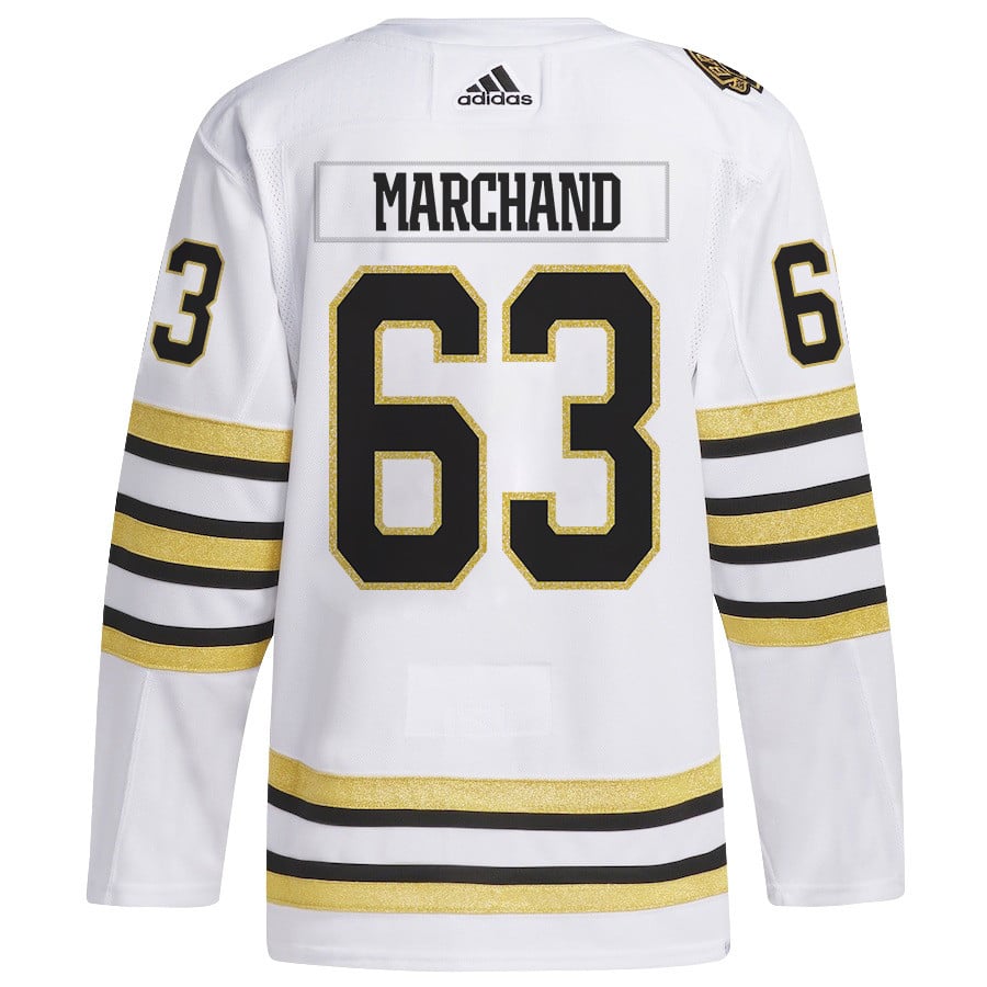 Brad Marchand 63 Boston Bruins 2024 Playoffs Patch Away White NHL Jersey Men's