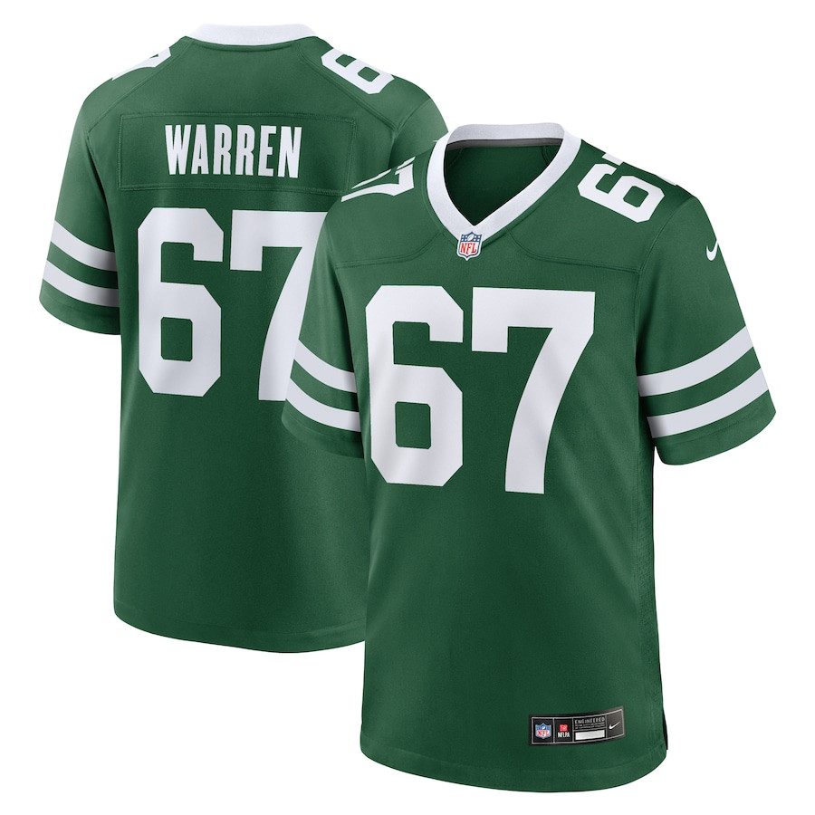 Carter Warren 67 New York Jets Team Game Legacy Green NFL Jersey Men's
