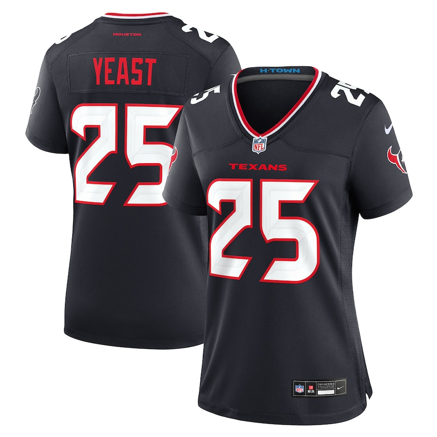 Russ Yeast 25 Houston Texans Team Game Navy NFL Jersey Women's