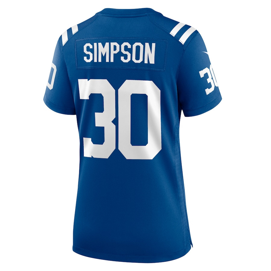 Jaylin Simpson 30 Indianapolis Colts Game Royal NFL Jersey Women's