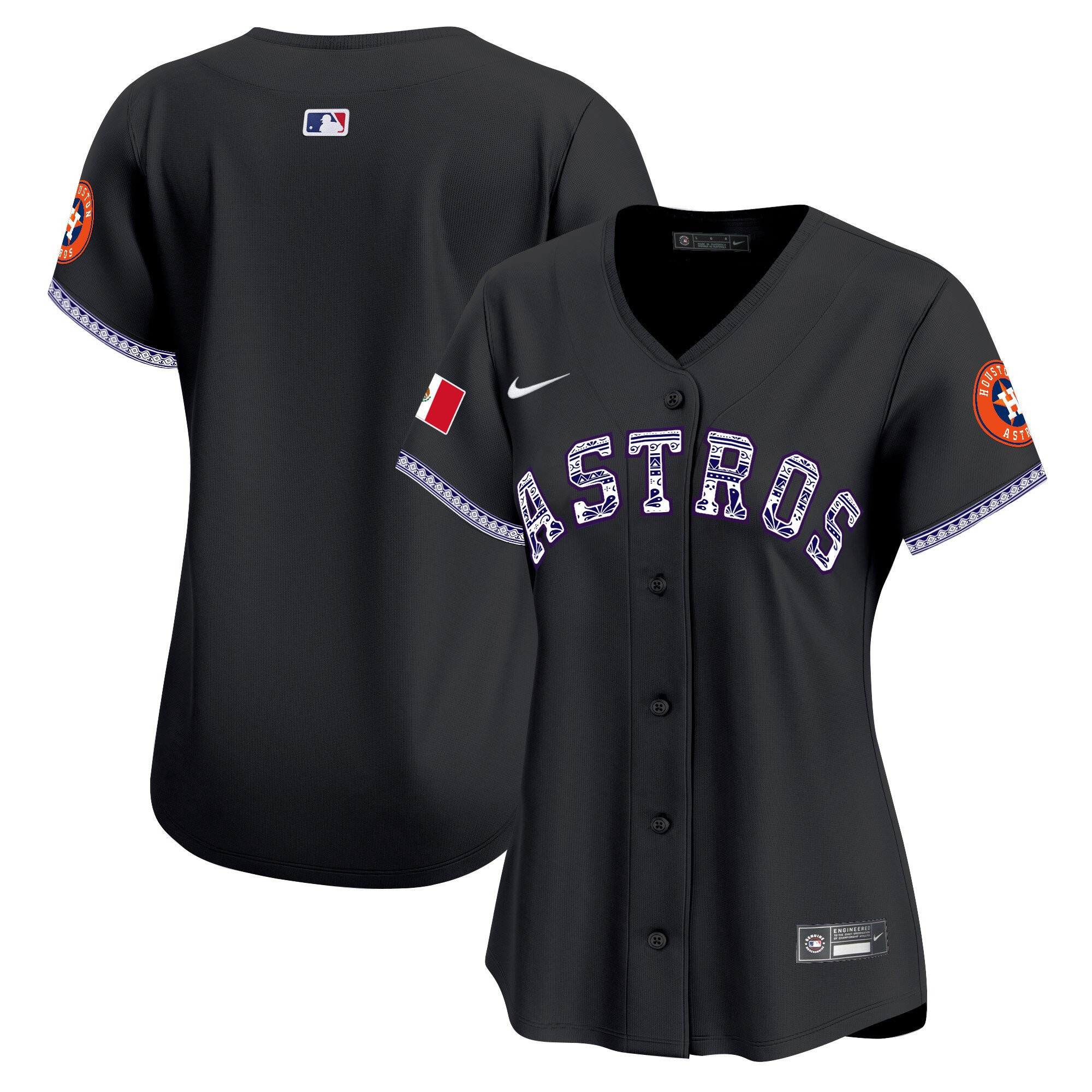 Houston Astros Mexico Black MLB Jersey Women's