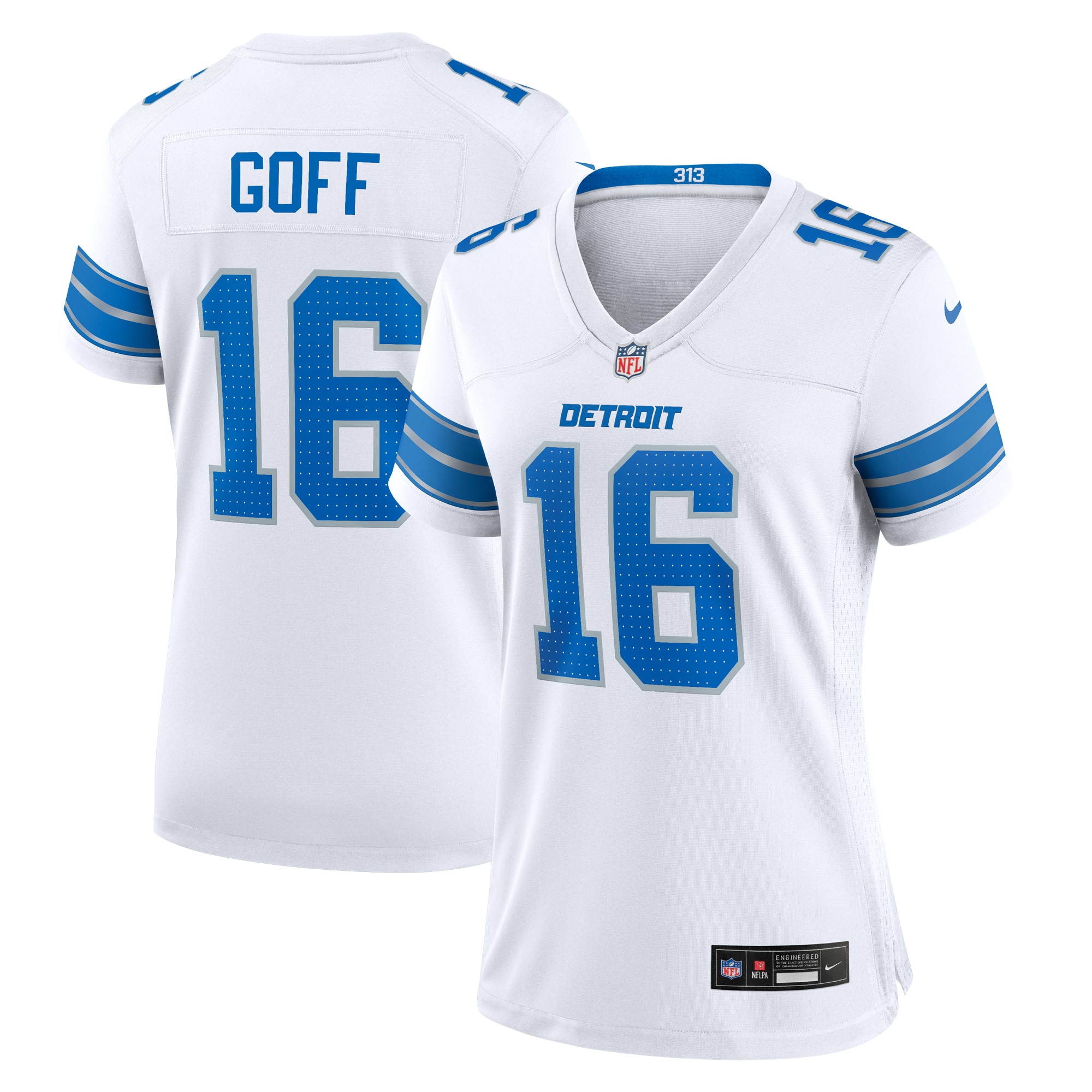 Detroit Lions Jared Goff White Game NFL Jersey Women's