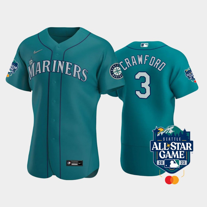 2023 All Star Game Seattle Mariners 3 J.P. Crawford Aqua MLB Jersey Men's