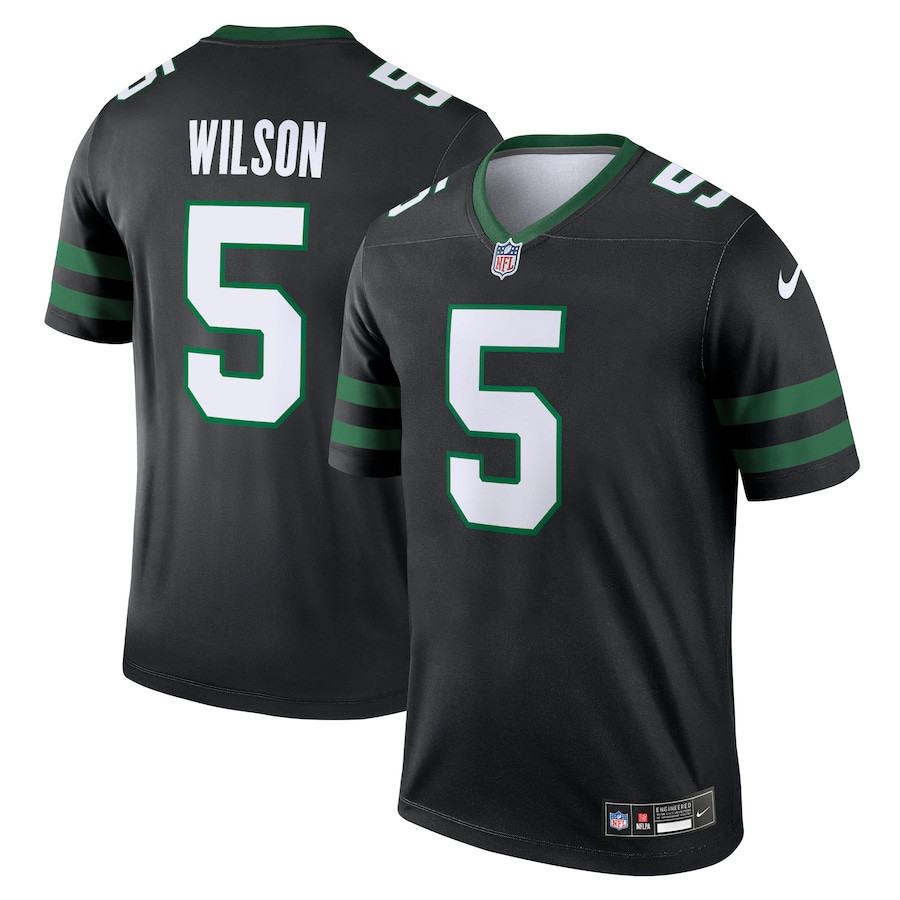 Garrett Wilson 5 New York Jets Alternate Legend Legacy Black NFL Jersey Men's