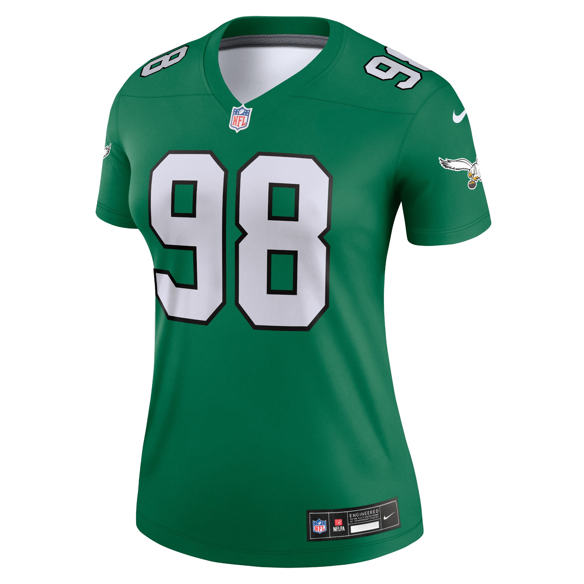 Philadelphia Eagles Jalen Carter Kelly Green Alternate Legend Player Performance Top NFL Jersey Women's