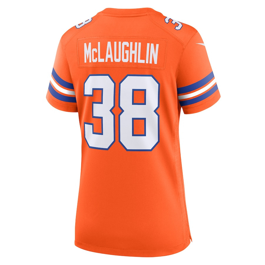 Jaleel McLaughlin 38 Denver Broncos Mile High Collection 1977 Throwback Player Game Orange NFL Jersey Women's