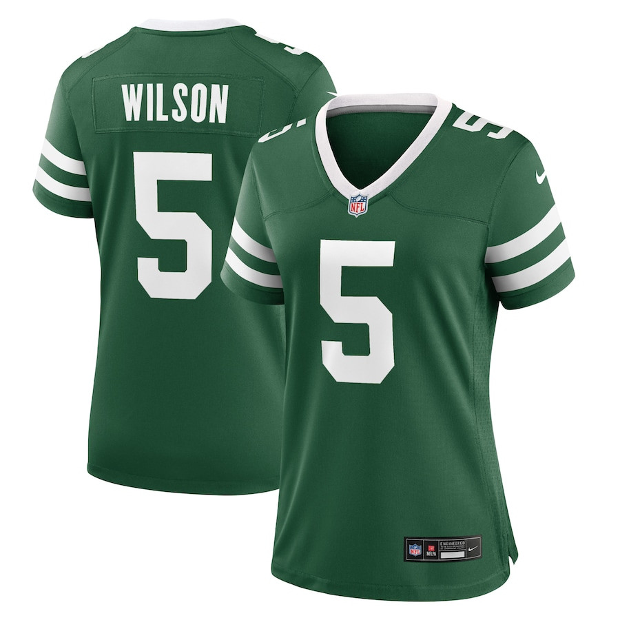 Garrett Wilson 5 New York Jets Game Legacy Green NFL Jersey Women's
