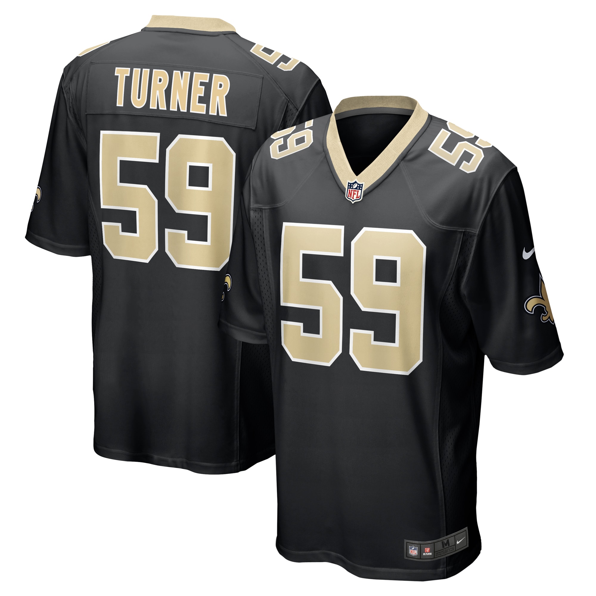 New Orleans Saints Trai Turner Black Team Game NFL Jersey Men's