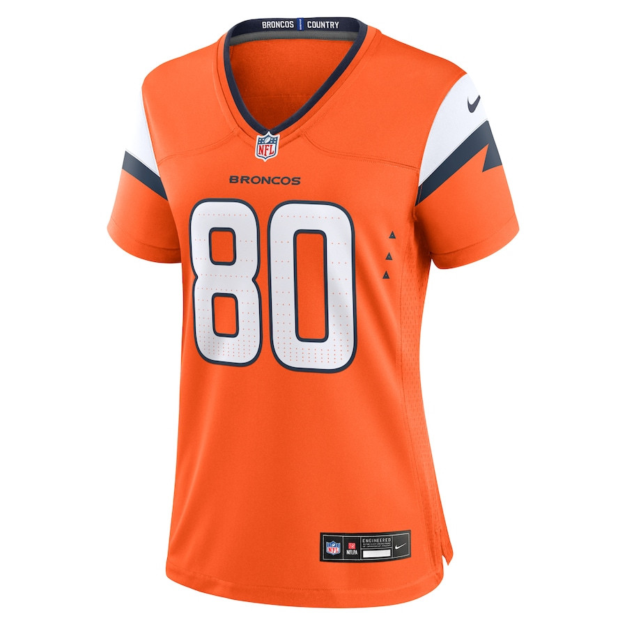Greg Dulcich 80 Denver Broncos Team Game Orange NFL Jersey Women's