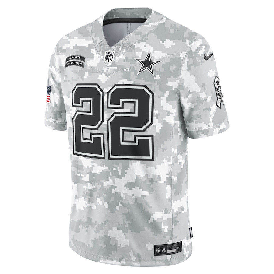 Emmitt Smith 22 Dallas Cowboys 2024 Salute to Service Retired Player Limited Arctic Camo NFL Jersey Men's