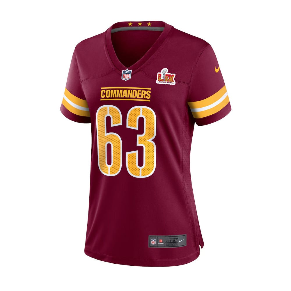 Tyler Biadasz #63 Washington Commanders Super Bowl LIX Burgundy NFL Jersey Women's