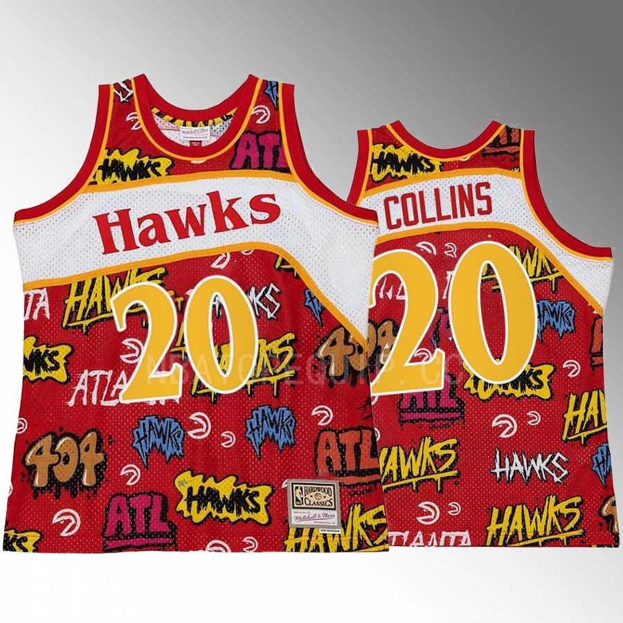 Atlanta Hawks John Collins 20 Slap Sticker Red Retro Swingman NBA Jersey Men's