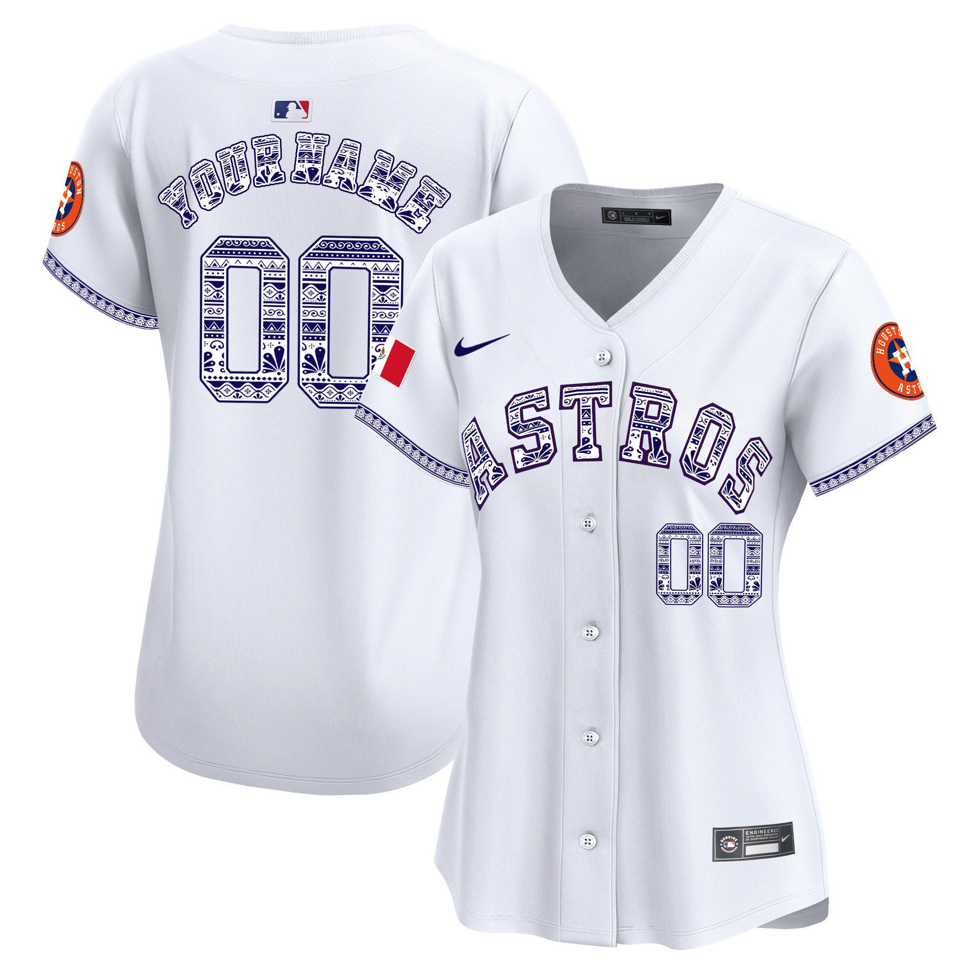Houston Astros Mexico Custom White MLB Jersey Women's