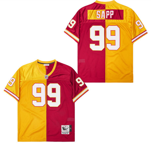 Warren Sapp 99 Tampa Bay Buccaneers Two-Toned Throwback Yellow/Red NFL Jersey Men's