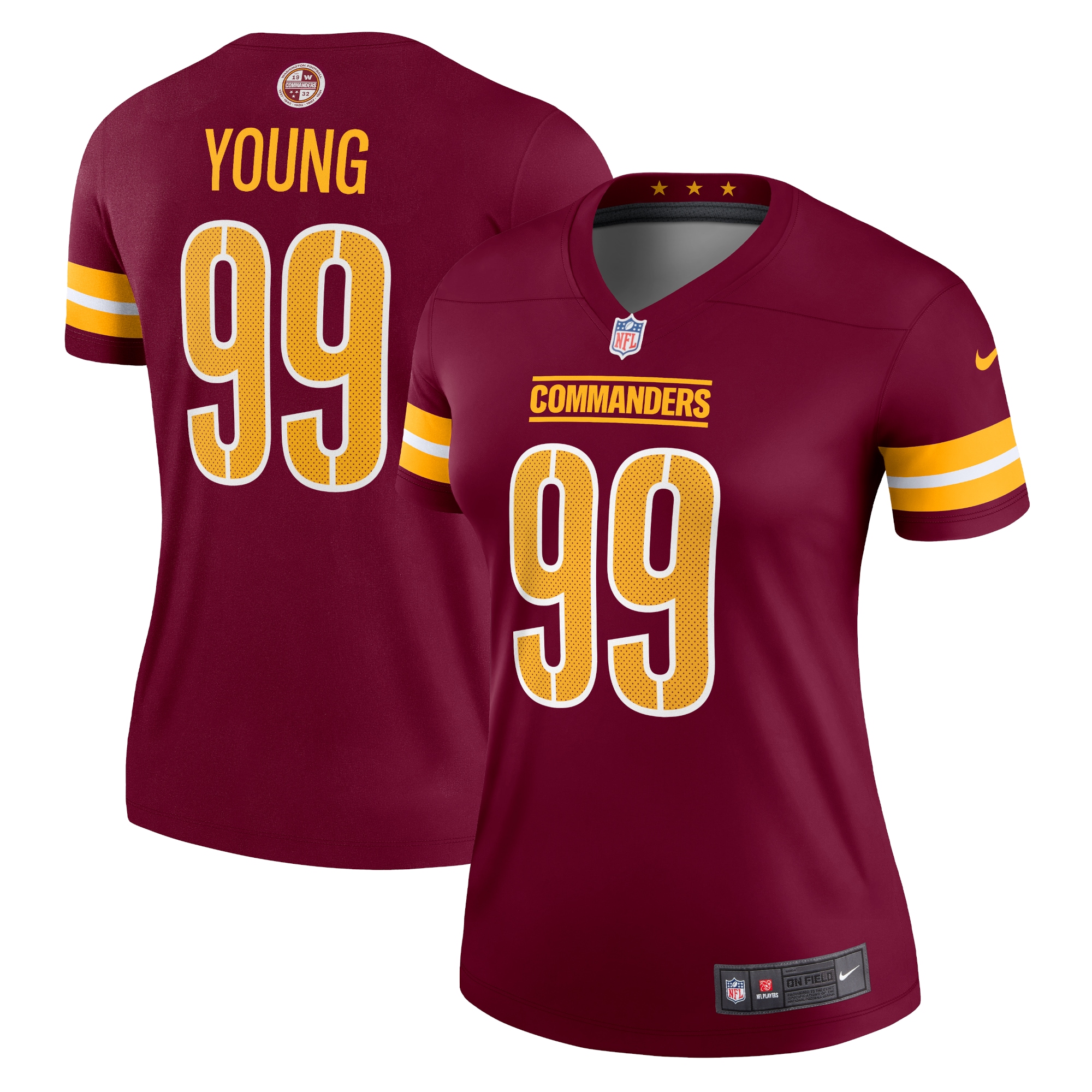 Washington Commanders Chase Young Burgundy Legend Player Performance Top NFL Jersey Women's