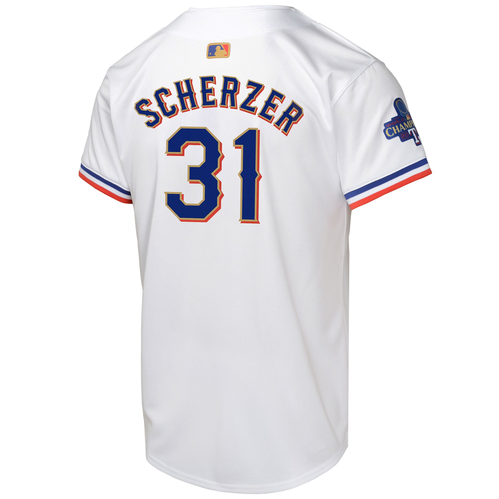 Texas Rangers Max Scherzer White 2024 Gold Collection Limited Player MLB Jersey Youth