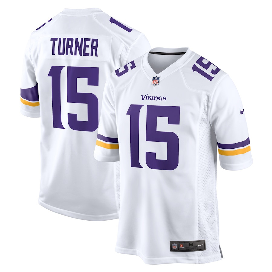 Dallas Turner 15 Minnesota Vikings Game White NFL Jersey Men's