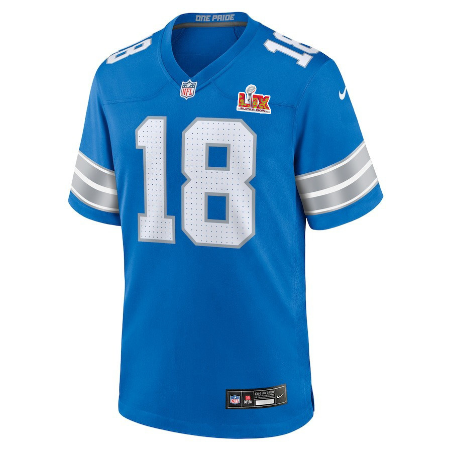 Antoine Green #18 Detroit Lions Super Bowl LIX Blue NFL Jersey Men's