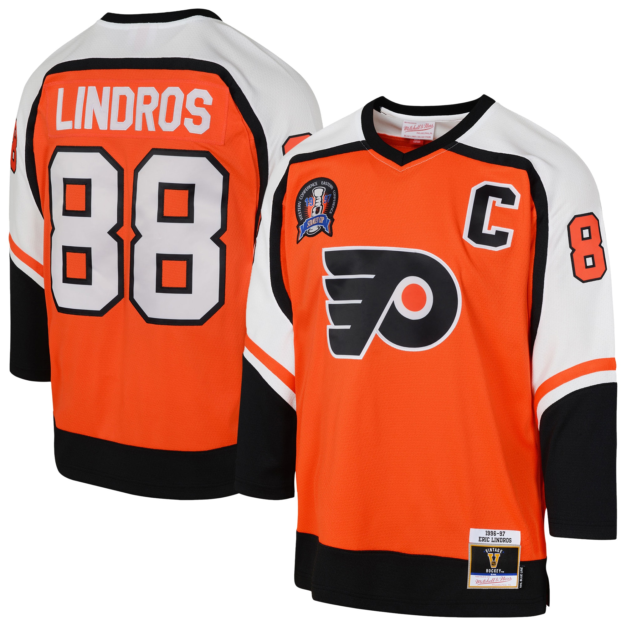 Philadelphia Flyers Eric Lindros Outerstuff Orange Power Play 2.0 Player with Captain Patch NHL Jersey Youth