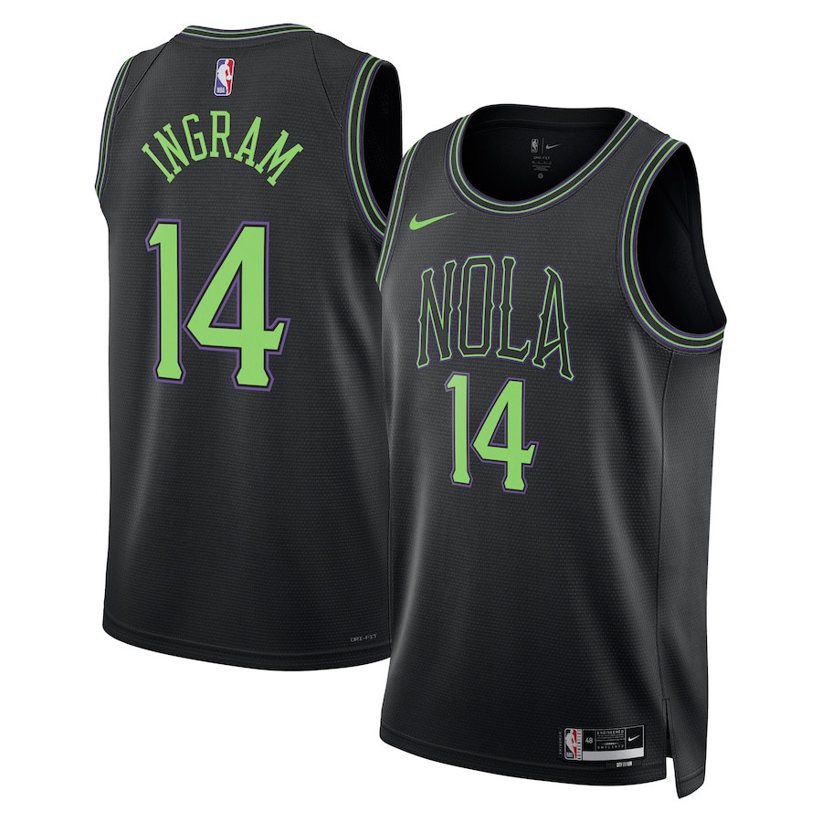Brandon Ingram 14 New Orleans Pelicans 2023/24 City Edition Swingman Black NBA Jersey Men's