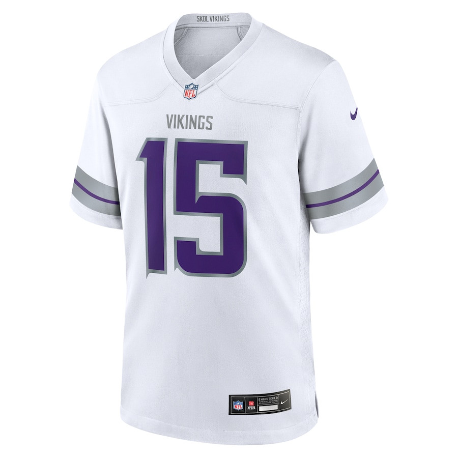 Dallas Turner 15 Minnesota Vikings Alternate Game White NFL Jersey Men's