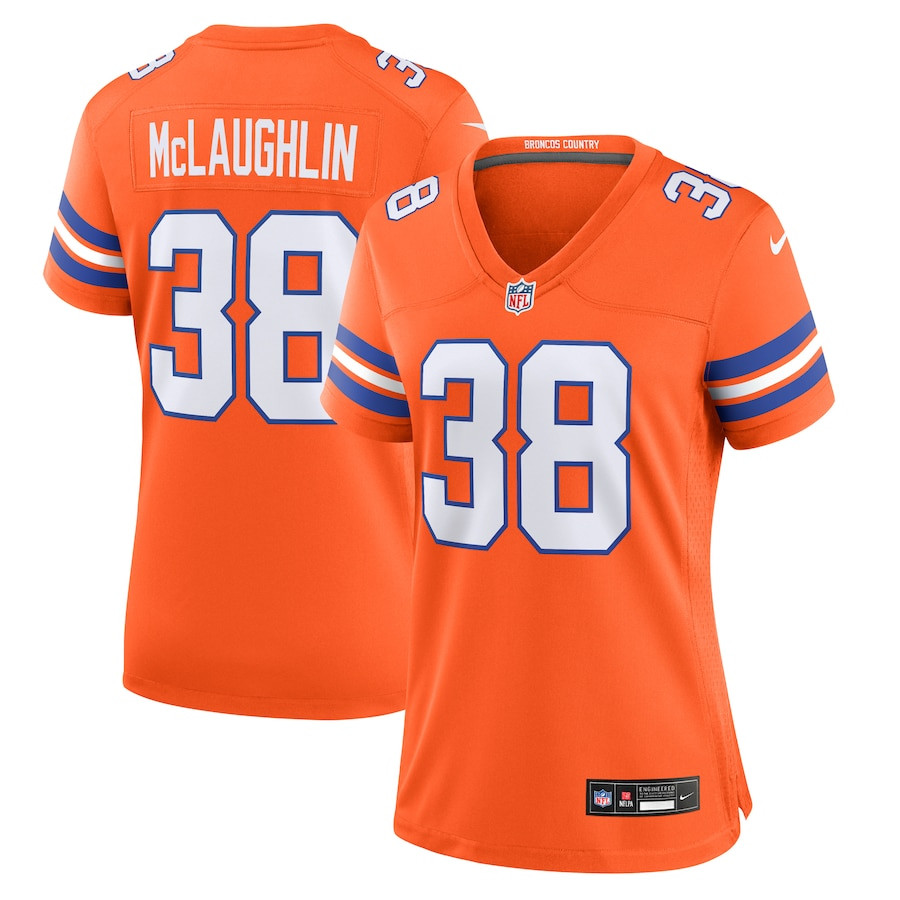 Jaleel McLaughlin 38 Denver Broncos Mile High Collection 1977 Throwback Player Game Orange NFL Jersey Women's