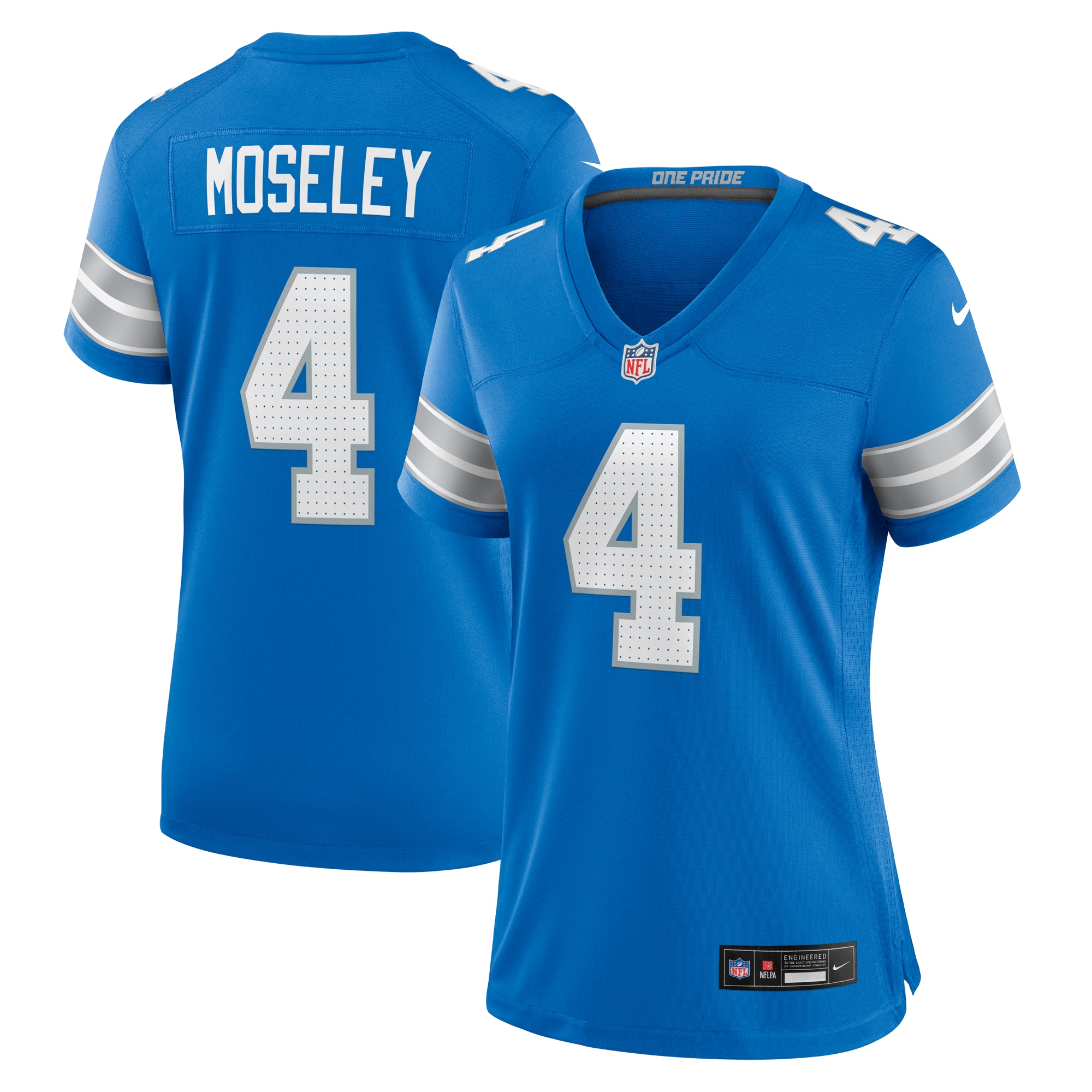 Detroit Lions Emmanuel Moseley Blue Team Game NFL Jersey Women's