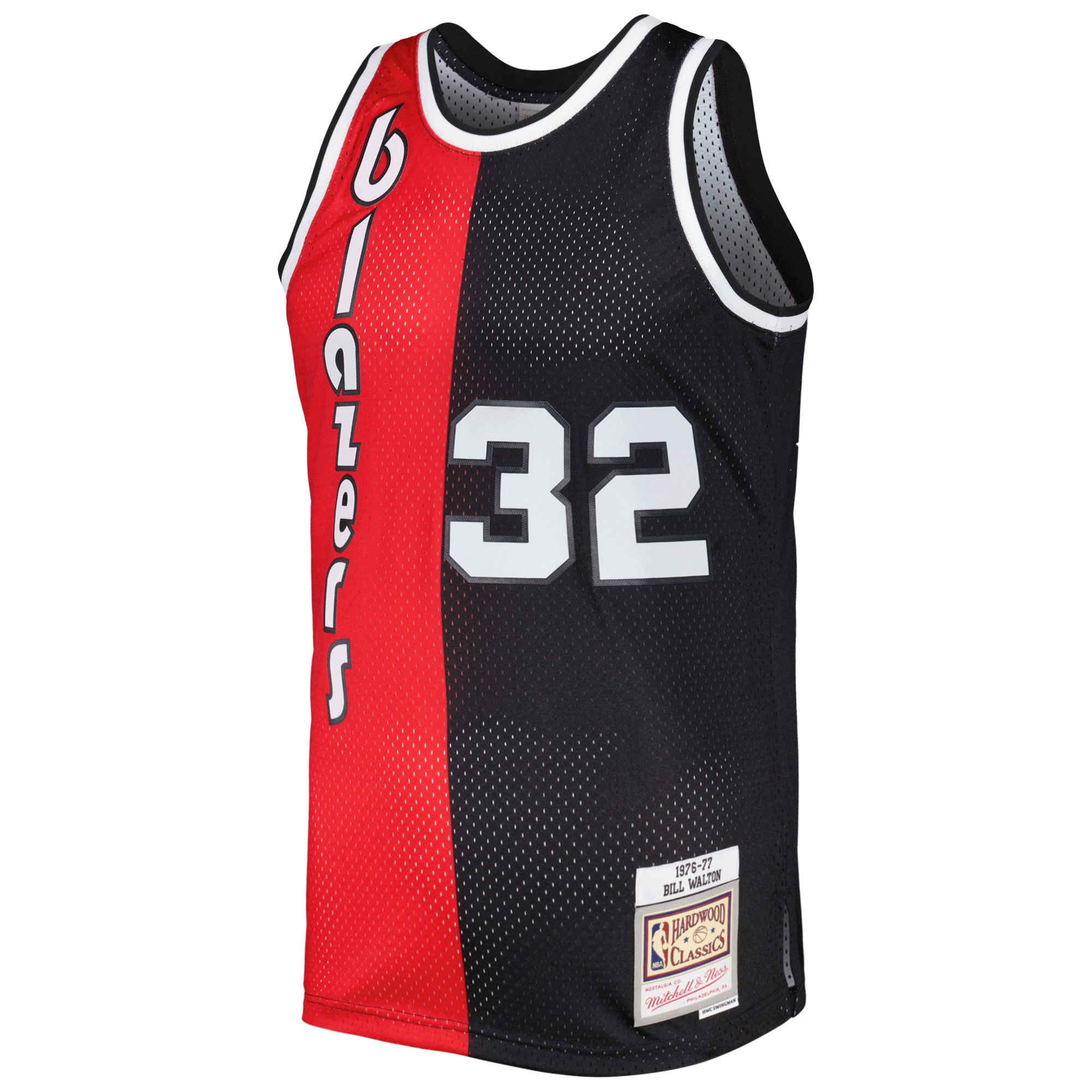 Mitchell Ness Bill Walton Red/Black Portland Trail Blazers Hardwood Classics 1976/77 Split Swingman NBA Jersey Men's