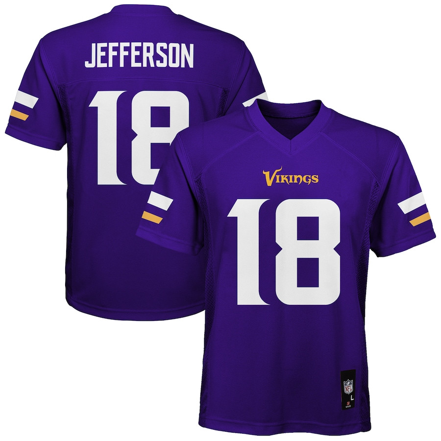 Justin Jefferson 18 Minnesota Vikings Game Purple NFL Jersey Youth