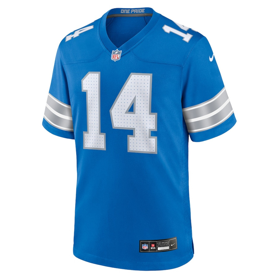 Amon-Ra St. Brown 14 Detroit Lions Game Blue NFL Jersey Men's
