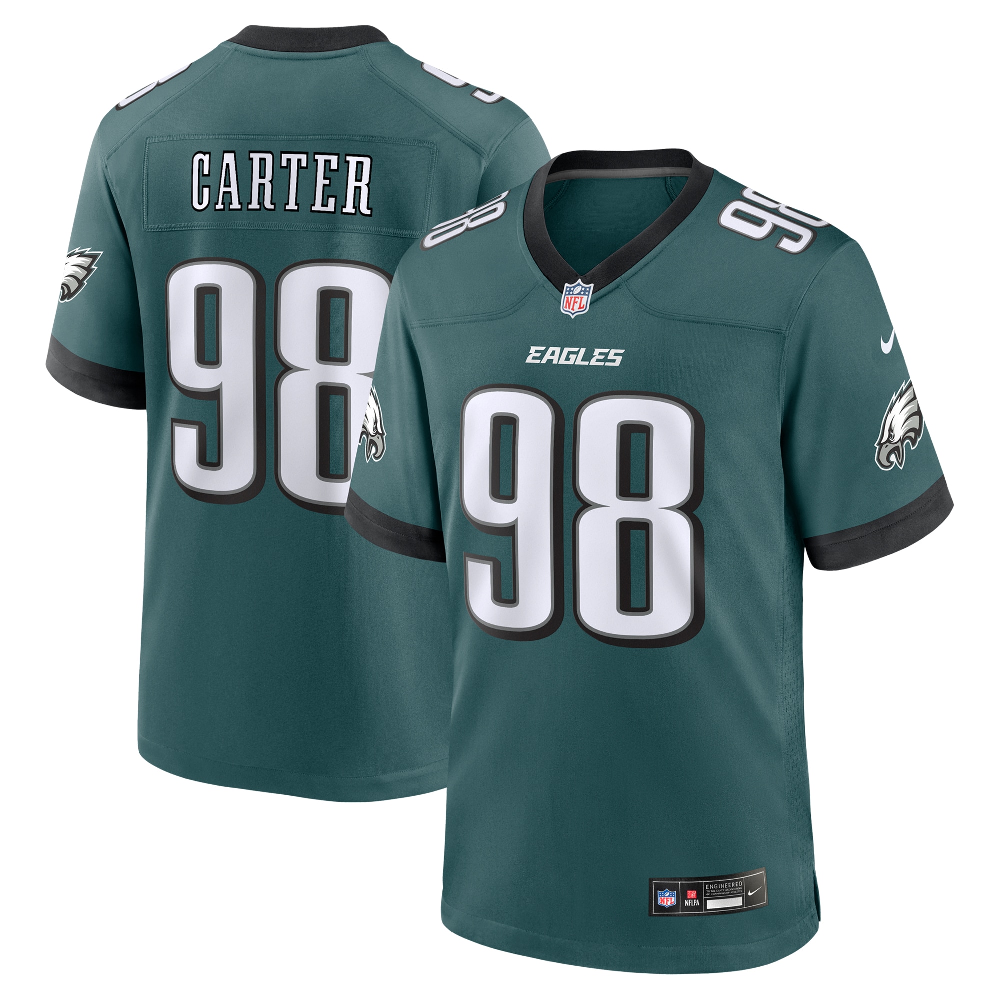 Philadelphia Eagles Jalen Carter Midnight Green Team Game NFL Jersey Men's