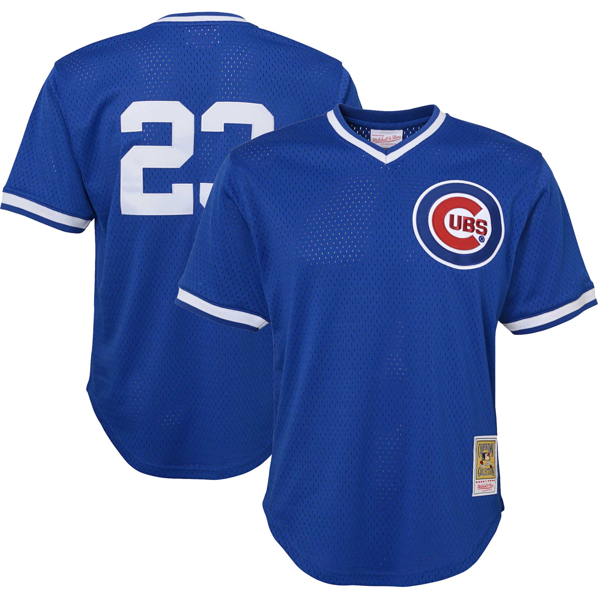 Chicago Cubs Ryne Sandberg Mitchell Ness Royal Cooperstown Collection Mesh Batting Practice MLB Jersey Youth